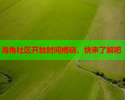 海角社区开放时间揭晓，快来了解吧